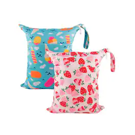 Paradigms Interiors - Wet Dry Bags Waterproof Reusable Travel For Swimsuits Cloth Diapers Beach Pool Gym Bag Clothes With 2 Pocke - strawberry & ice cream