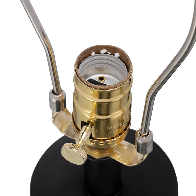 Back. Luckbyte - D15x26.7" Black Aluminum Table Lamp Round Accents White Drum Shade Lamp Shade Assembly Required.