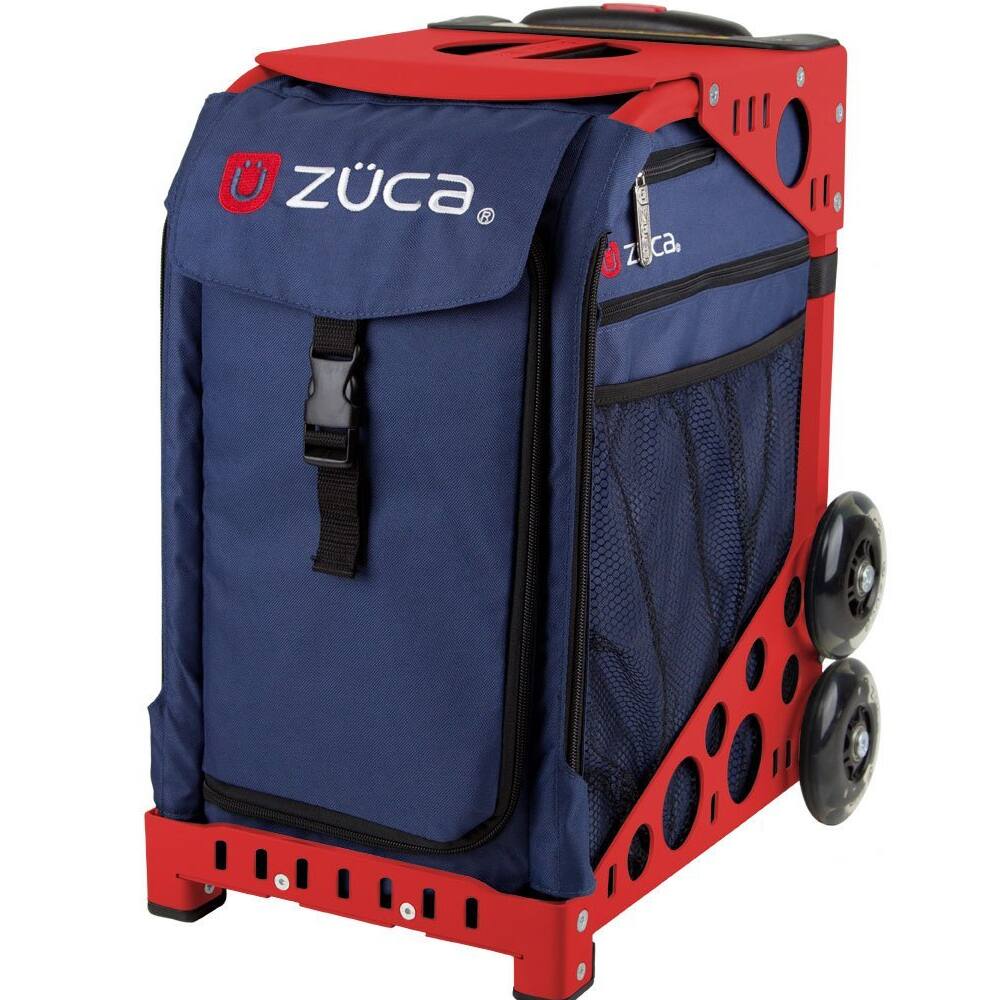 Front. Zuca - Zuca Midnight Navy Insert Bag & Red Frame with Flashing Wheels - Red.