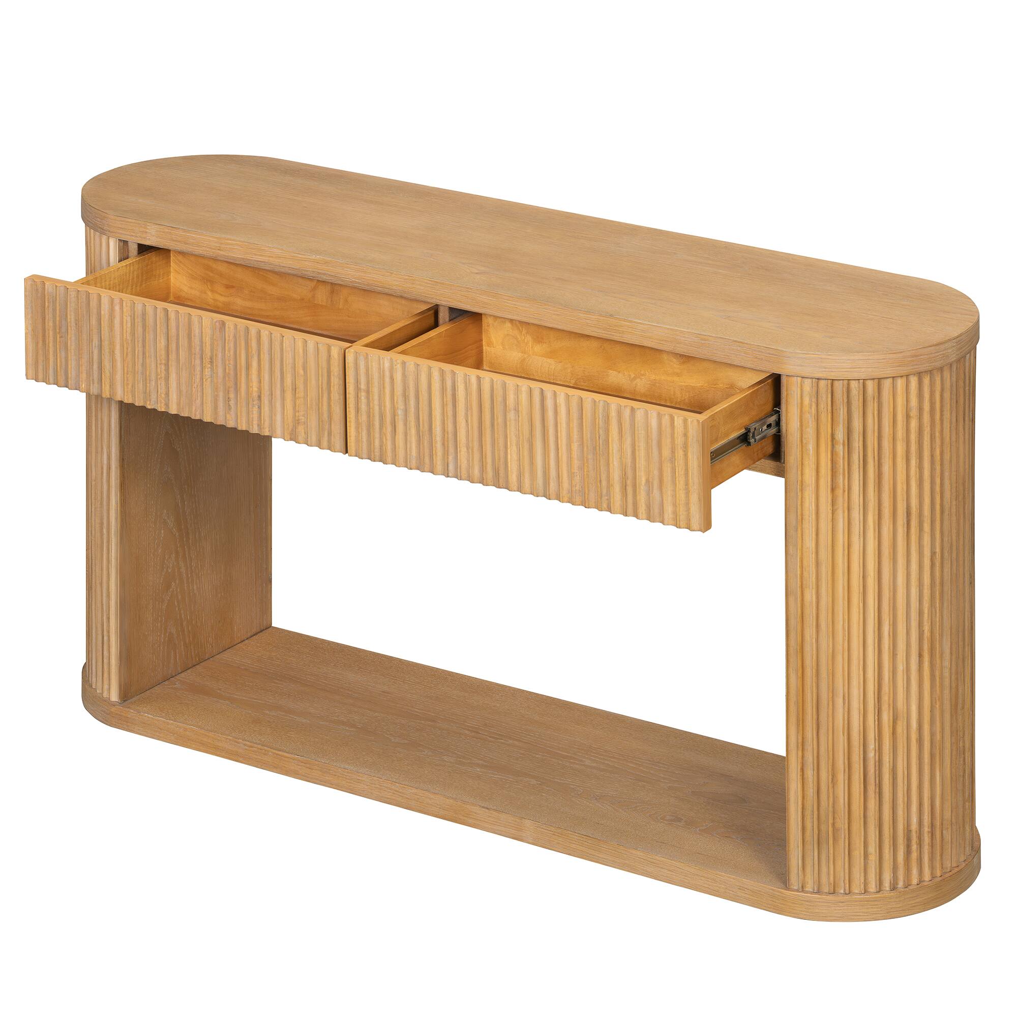 Left. Forest'nSky - Natural Sideboard Buffet Cabinet Console Table with 2 Drawers and Bottom Shelf - Natural.