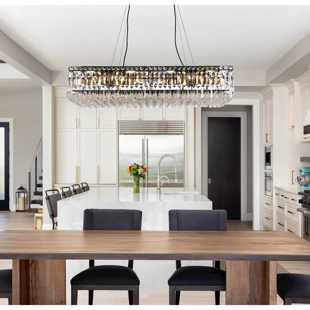 Elegant Lighting - Maxime 36 Inch Black Chandelier - Black And Clear