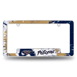 Rico Industries - New Orleans Pelicans Chrome Metal License Plate Frame with Bold Tie Dye Design - Multi