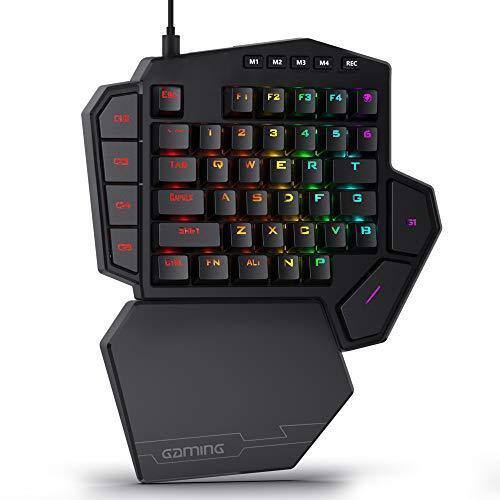Reds Spade - K585 Diti Wired One handed Rgb Mechanical Gaming Type c Professional Keypad W upgraded Hot swappable Socket 7 - Black-Brown Switch