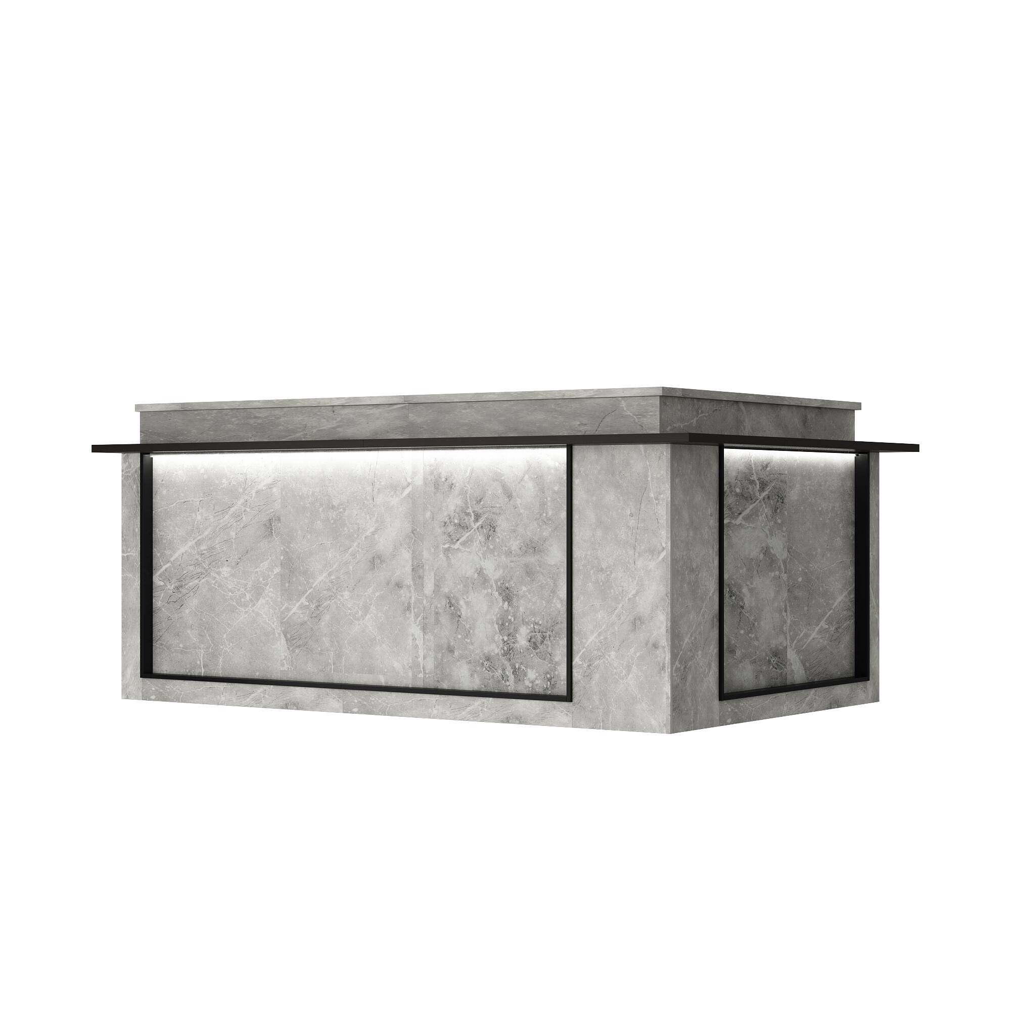 Angle. Famapy - Famapy Modern Reception Desk: Marble - Look, LED - Lit & Organized Front Desk - Gray.