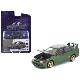 Mitsubishi Lancer Evolution IV RHD Green w/Red Interior & Gold Wheels "Enigma Exclusive Ed" 1/64 Model Car by Pop Race