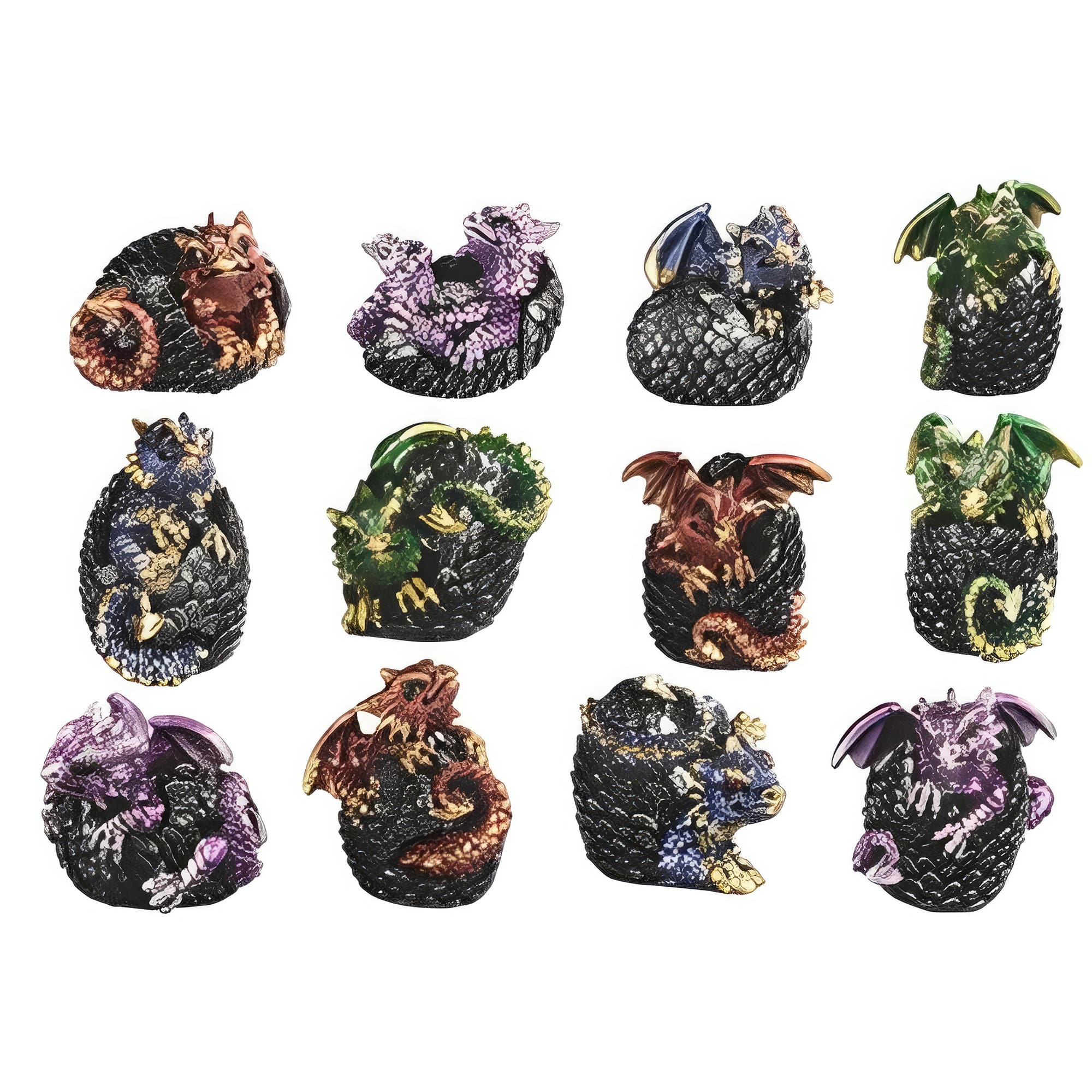 FC Design - 12-PC Set 2"H Mini Dragon Set Figurine Statue Office/Computer Desk Tabletop Medieval Gaming Home Decor Gift - Multi-Color