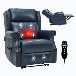 Akoasm - Manual Massage Chair Recliner Chair in Faux Leather with Heavy Duty Motion Mechanism with 3 Massage Modes - Blue