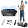 MERACH - Vibration Plate for Lymphatic Drainage Weight Loss Muscle Activation LED Touch Screen Bluetooth Pull Cord - Black