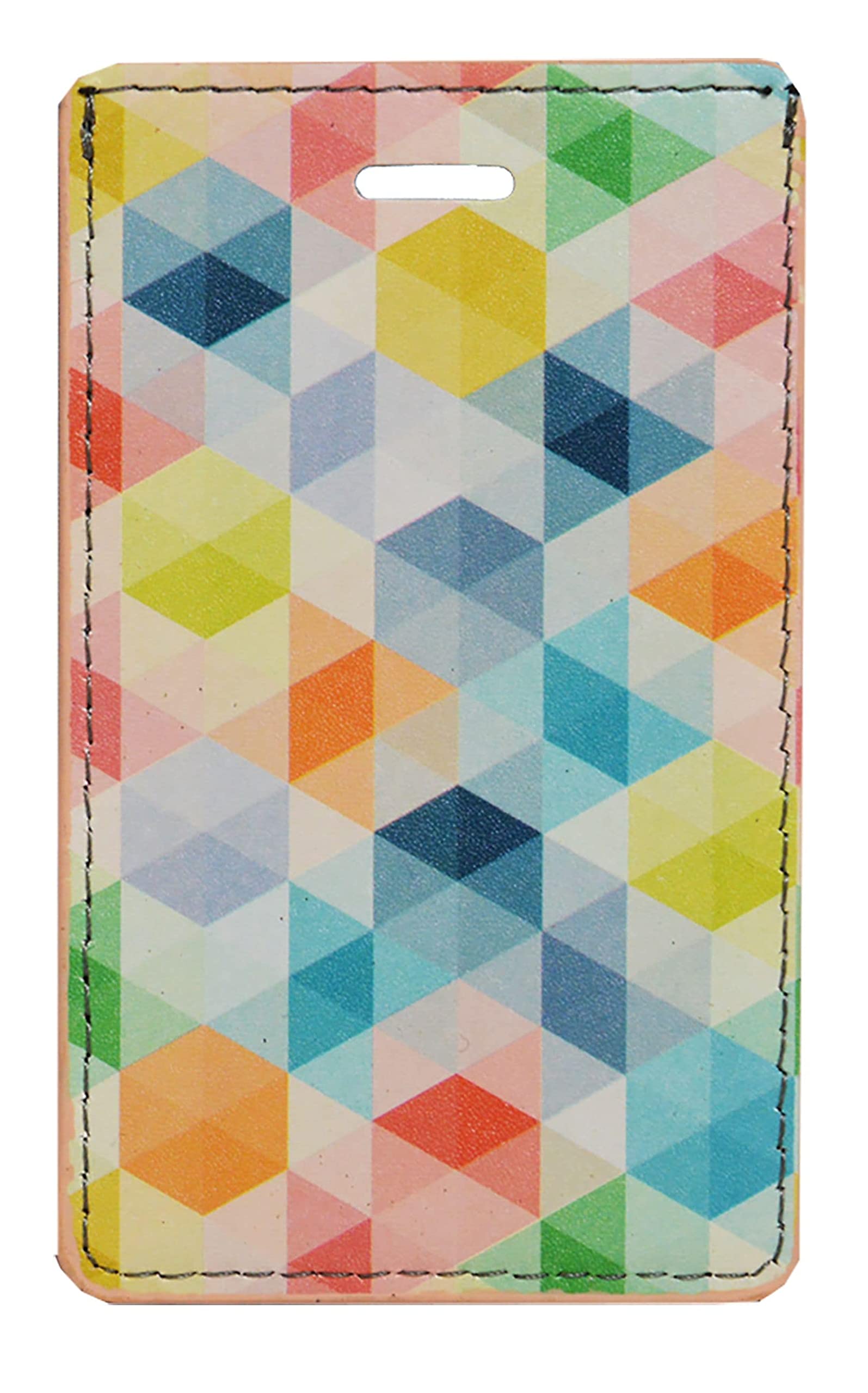Alt View 3. Go Green Power Inc. - PU Leather Luggage Tag, Mosaic Pattern, Adjustable/Removable Strap, ID Card Insert - Mozaic.