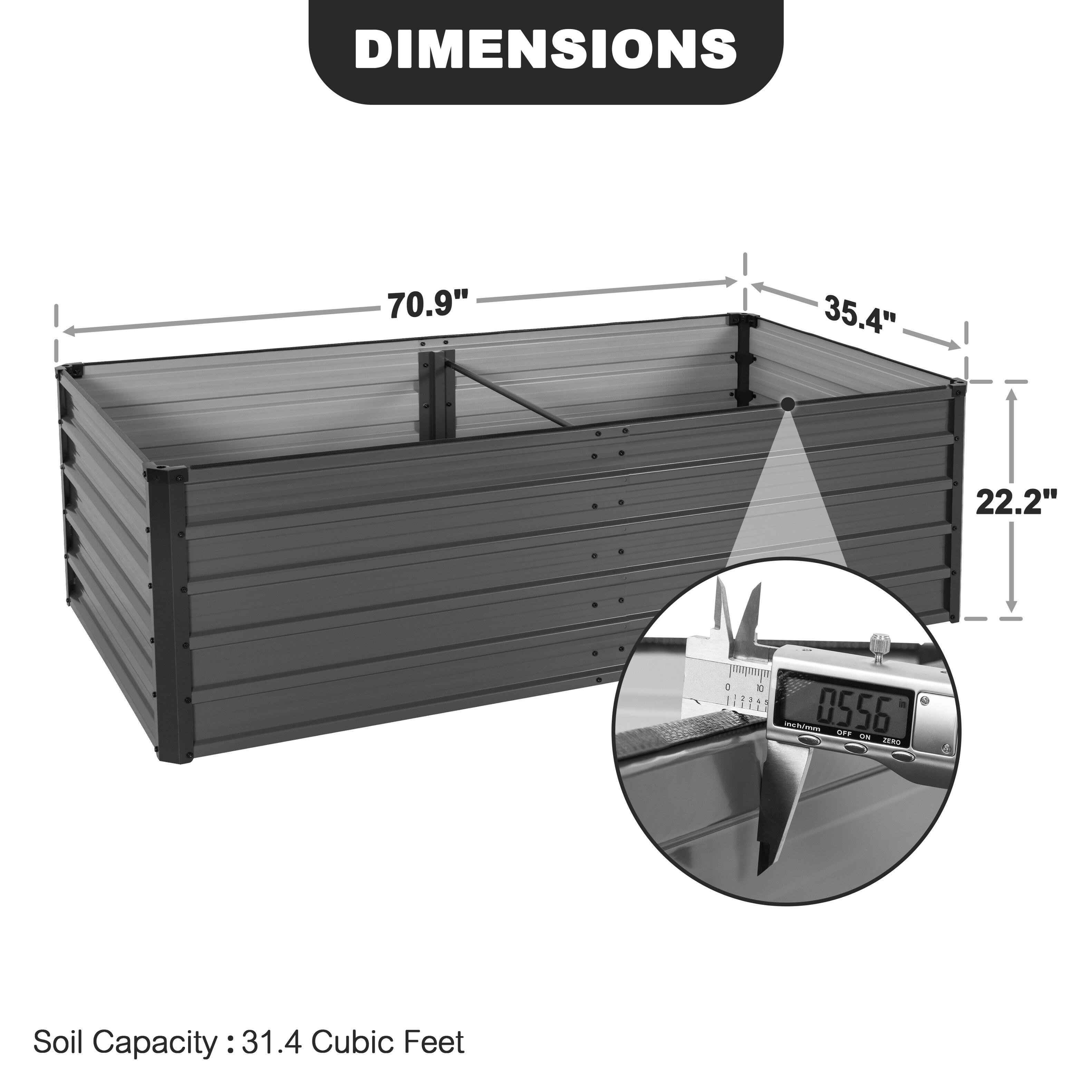 DIMENSIONS  
70.9" x 35.4" x 22.2"  

Soil Capacity: 31.4 Cubic Feet