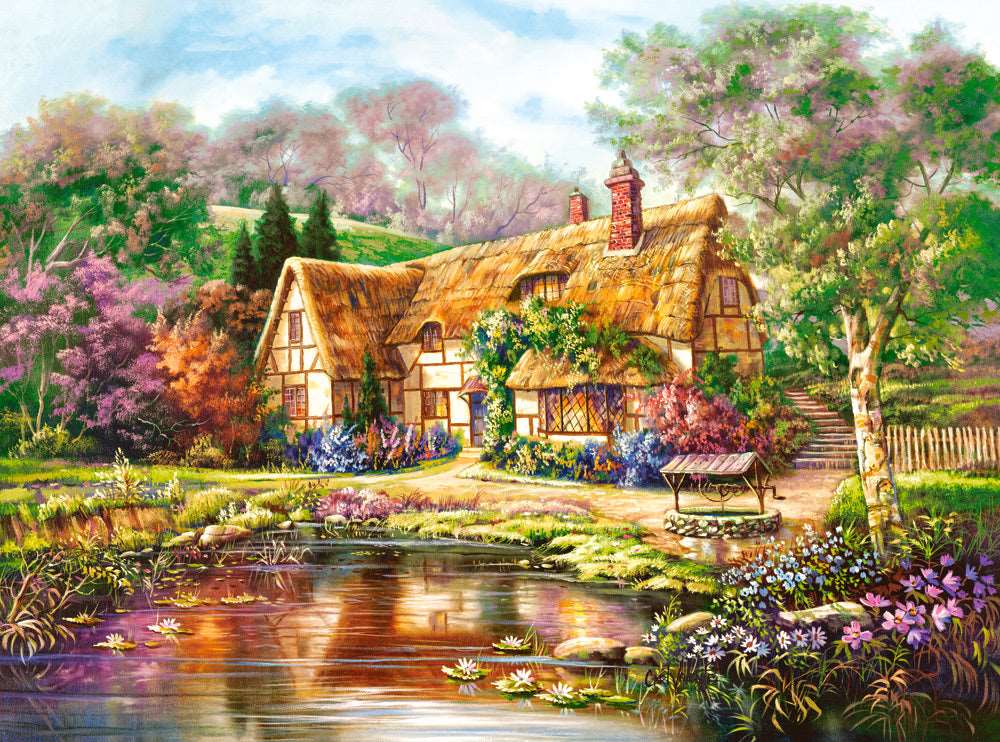 Angle. Castorland - CASTORLAND 3000 Piece Jigsaw Puzzles, Twilight at Woodgreen Pond, Charming Nook, Pond, Countryside,  C-300365-2 - Red.