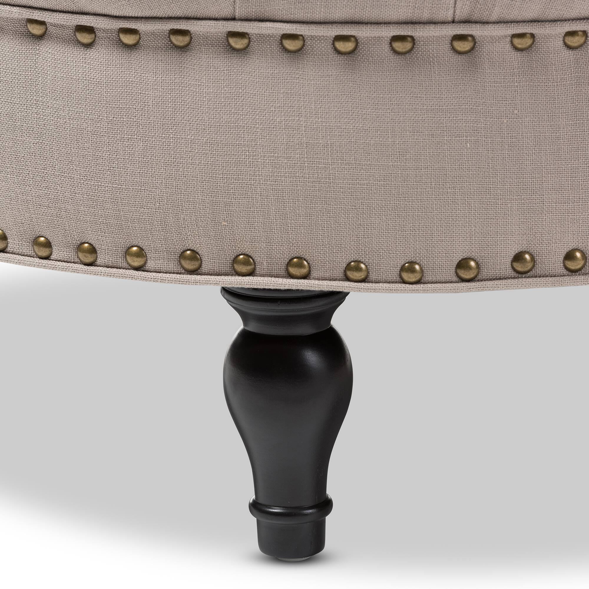 Left. Baxton Studio - Palfrey Linen Modern Tufted Ottoman - Beige.