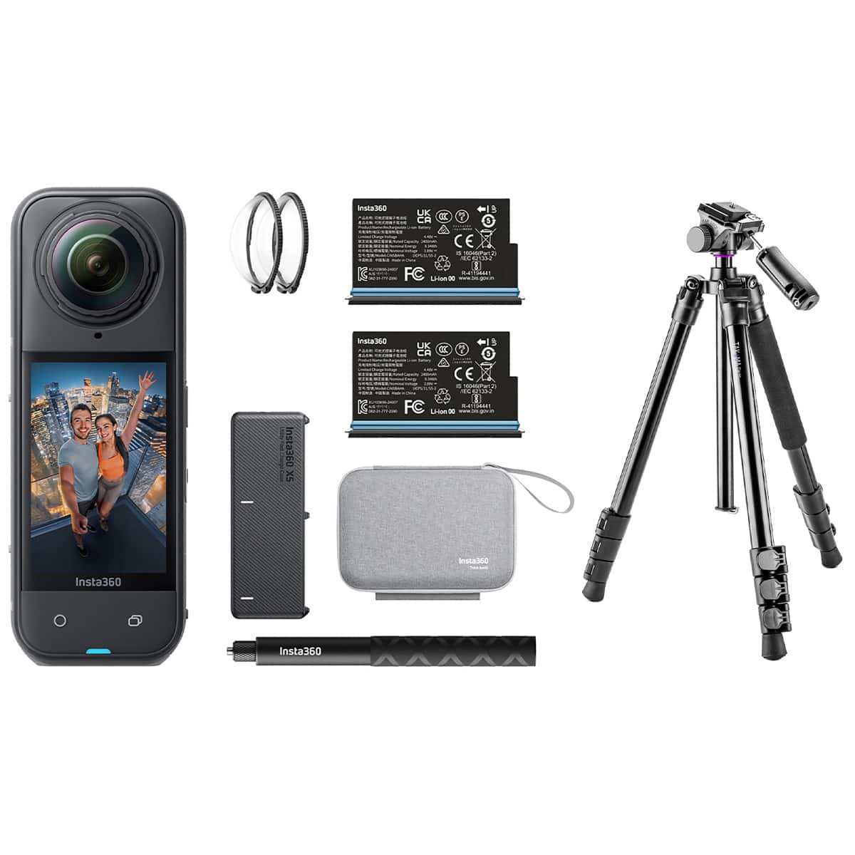 Bundle - Insta360 - X5 8K 360 Camera Essentials, Black, w/Flip-Zip Al Tripod/Monopod