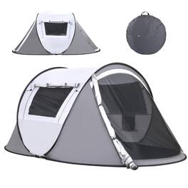 Skar Audio - Instant Pop Up Camping Tent 2/4/6 Person Easy Setup Water Resistant Dome Portable With Carry - White & Gray (2 Person)