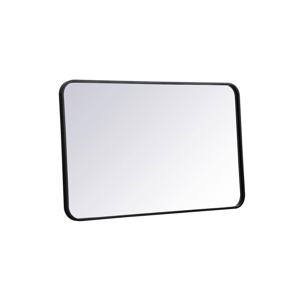 Left. Elegant Decor - Soft corner metal rectangular mirror 22x36 inch in Black - Black.