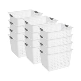 Sterilite - Deep Ultra Nesting Plastic Storage Bin Basket Tote, (12 Pack) - White