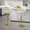Front. Vecelo - Set of 2 Velvet Bar Stools with 360° Swivel & Adjustable Height - Modern Counter Stools - White.