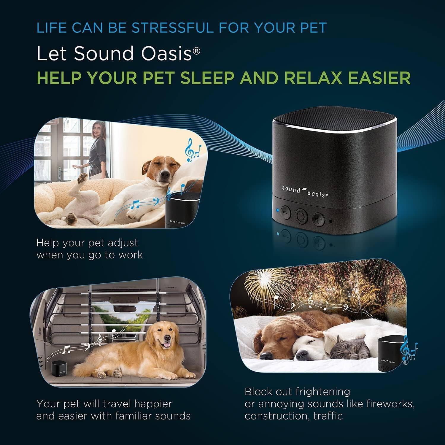 Sound Oasis Pet Bluetooth Sound Machine with 20 Calming Sounds for