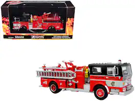 1974 Ward LaFrance Fire Engine Chicago FD Engine 49 /Black Top 5 Alarm Series Limited Edition 1/87 HO Iconic Replicas - Red