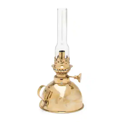 Front. Kings County Tools - 9-Inch Tall Brass Oil Lamp - Brass.