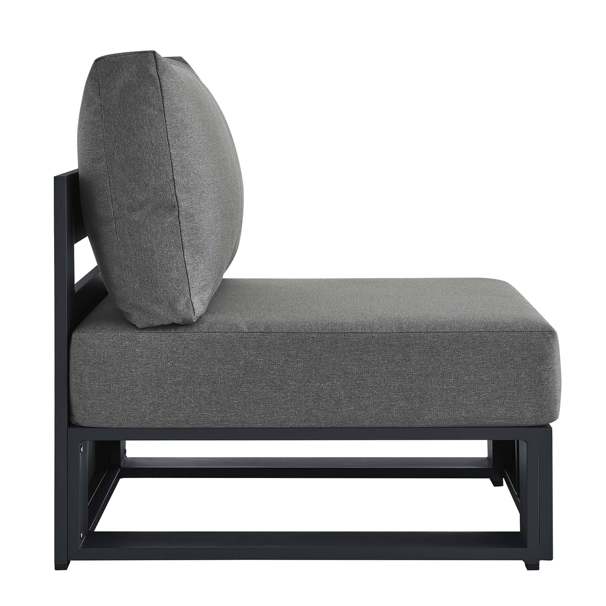 Alt View 2. Modway - Tahoe Outdoor Patio Powder-Coated Aluminum Modular Armless Chair by Modway - Gray Charcoal.