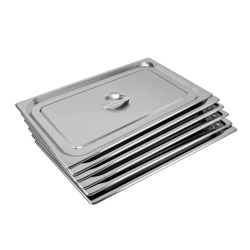 Alt View 1. Home Collection - 6 Pack Stainless Steel Steam Table Lids Set 1/1 Size Commercial Food Pan Covers - Silver.