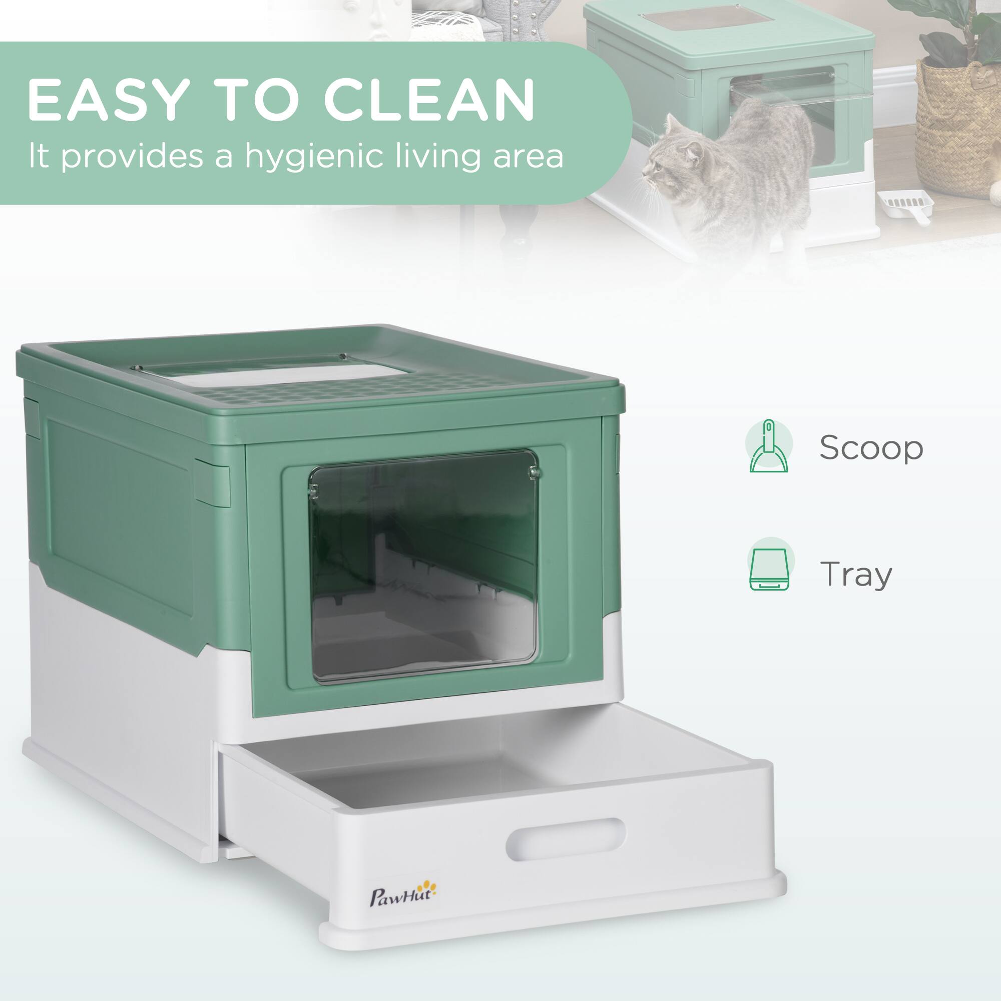 EASY TO CLEAN  
It provides a hygienic living area  

Scoop  
Tray  

PawHut