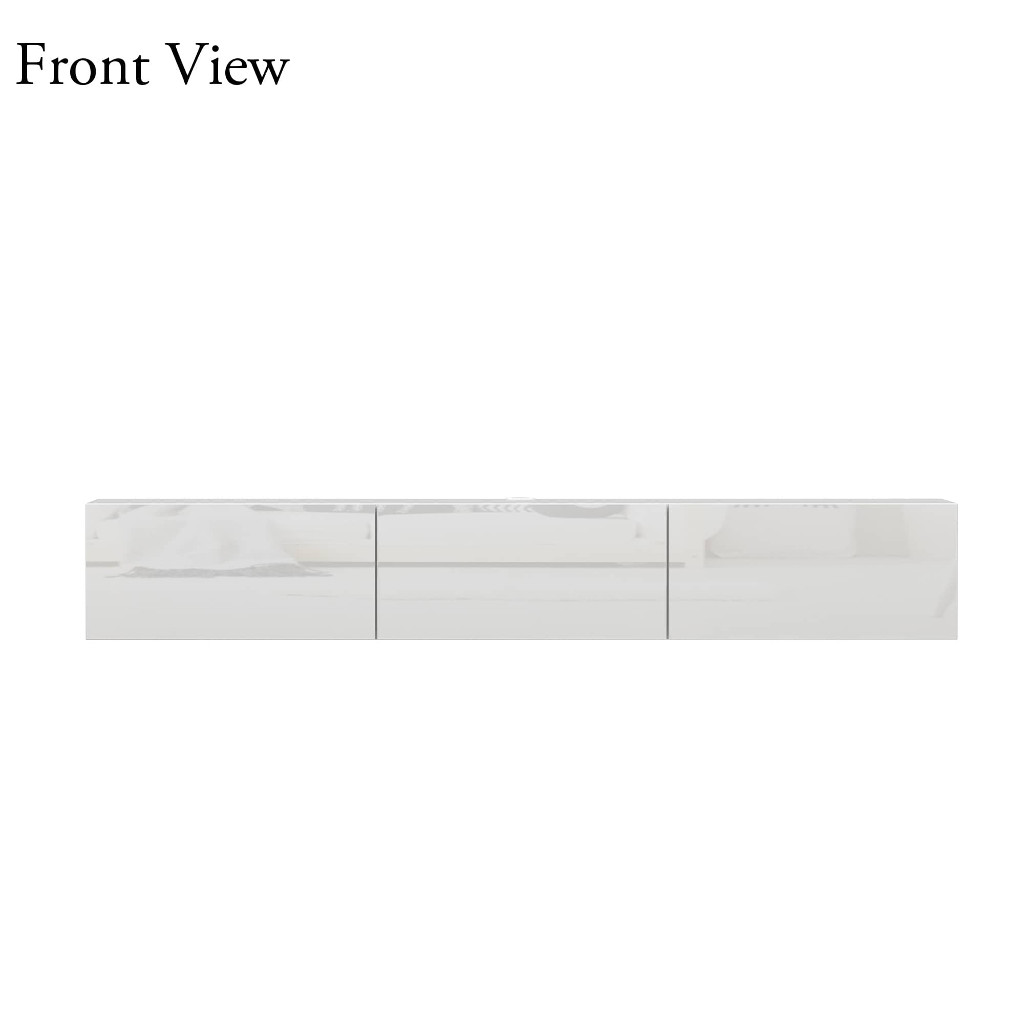 Famapy - Wall - Mounted TV Stand with Hidden Drawers - White