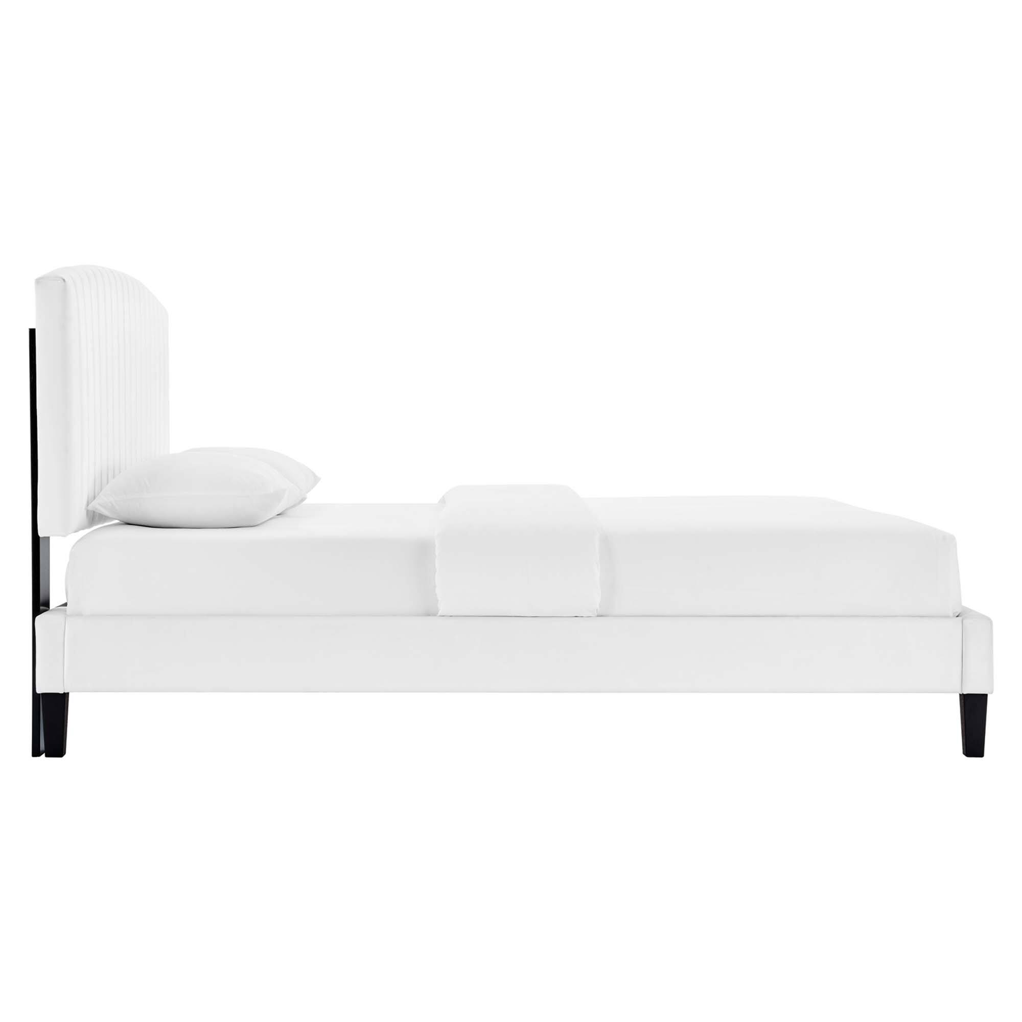 Left. Modway - Gwyneth Tufted Performance Velvet Queen Platform Bed - Red.