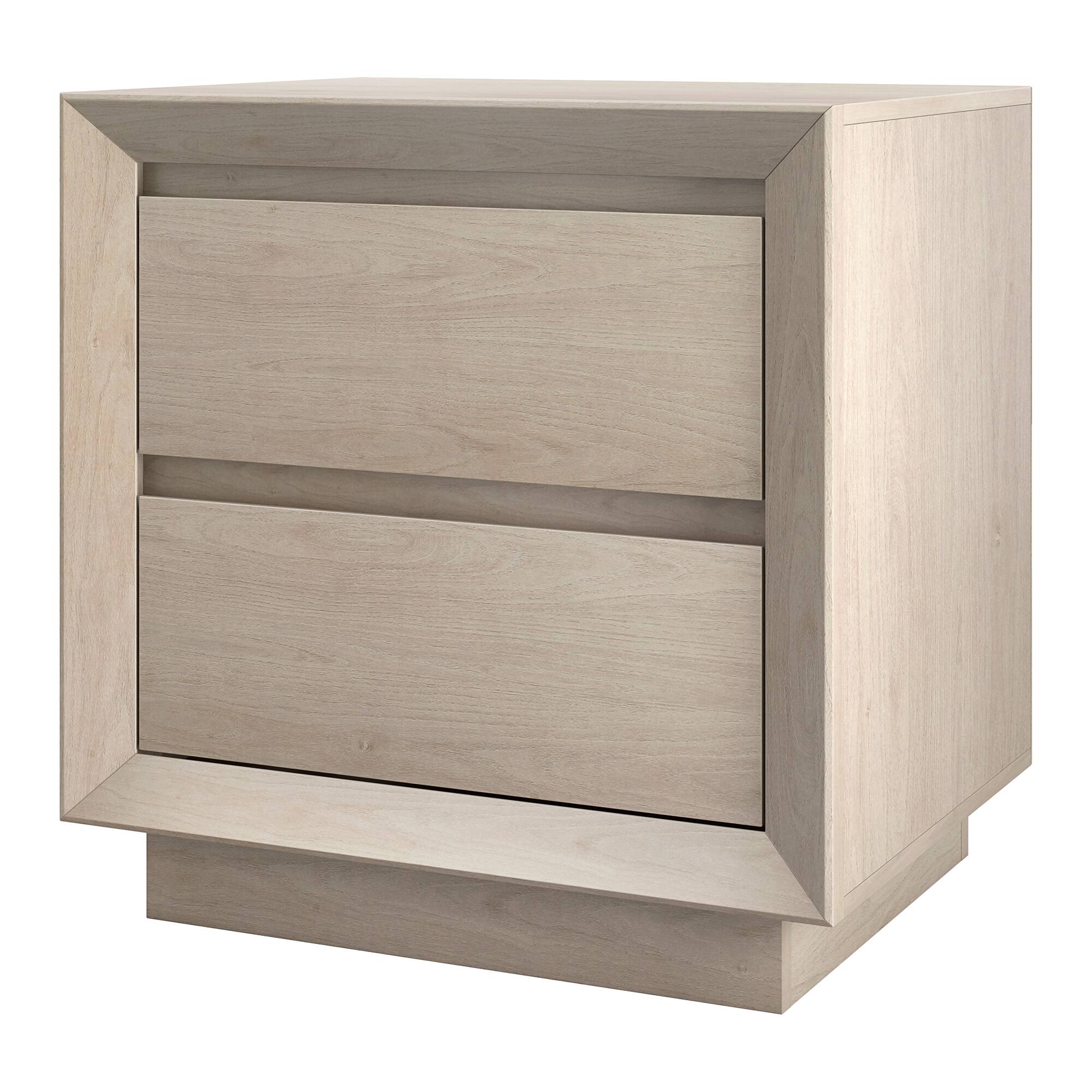 Left. Hudson&Canal - Emmett 24" Wide Rectangular Nightstand in Alder White - White.