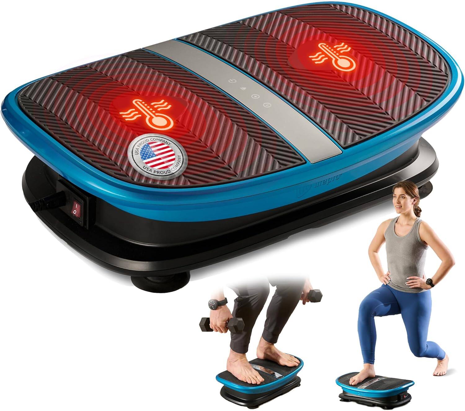 LifePro - VibraAI Thermo Curved Vibration Plate Exercise Machine with Voice Control and Heat Therapy - Black