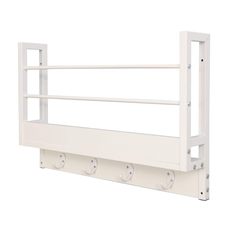 Alt View 2. JJS - Floating Book Shelf Coat Rack - White.