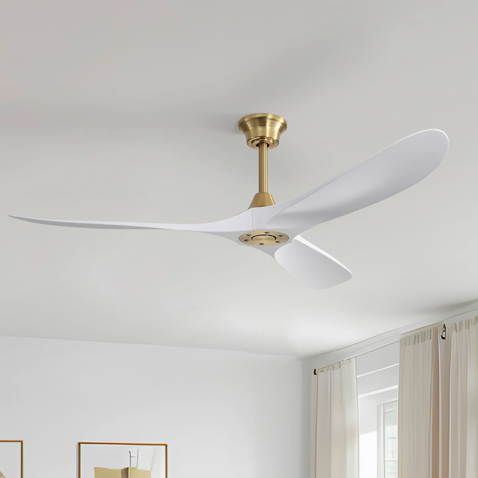 Alt View 1. Sofucor - Large Ceiling Fan No Light 60'' Reversible Modern Farmhouse Bedroom Ceiling Fans With Remote and APP Control - Gold.