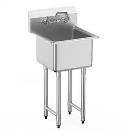 VEVOR - Stainless Steel Prep & Utility Sink, 1 Compartment Free Standing Small Sink Include Faucet & legs, 18"x41" Sinks - Stainless steel color
