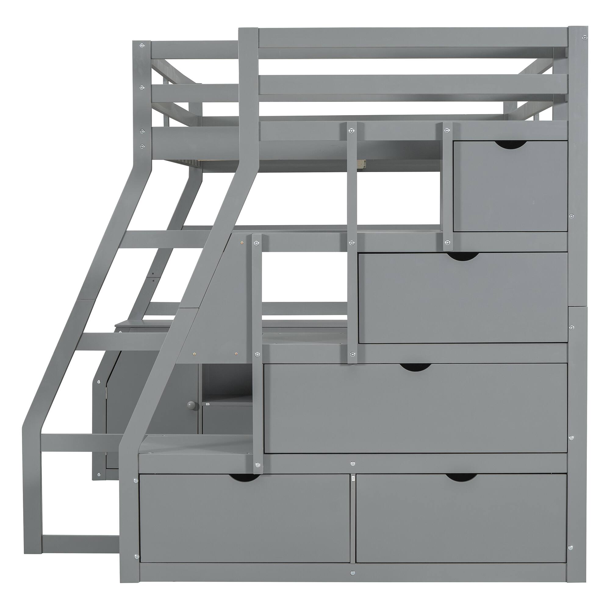 Alt View 7. Tiramisubest - Full Size Gray Loft Bed with 7 Drawers, 2 Shelves & Desk - Plywood, Sturdy & Uniquely Designed - Gray.