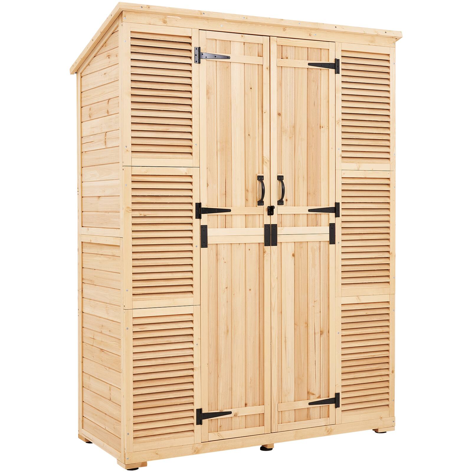 Alt View 5. VEVOR - Outdoor Storage Shed, Oversize Wooden Outside Storage Cabinet with Waterproof Roof and Metal Frame - Natural wood.