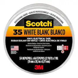 3M - Scotch Vinyl Color Coding Electrical Tape 35, 3/4 in x 66 ft, White