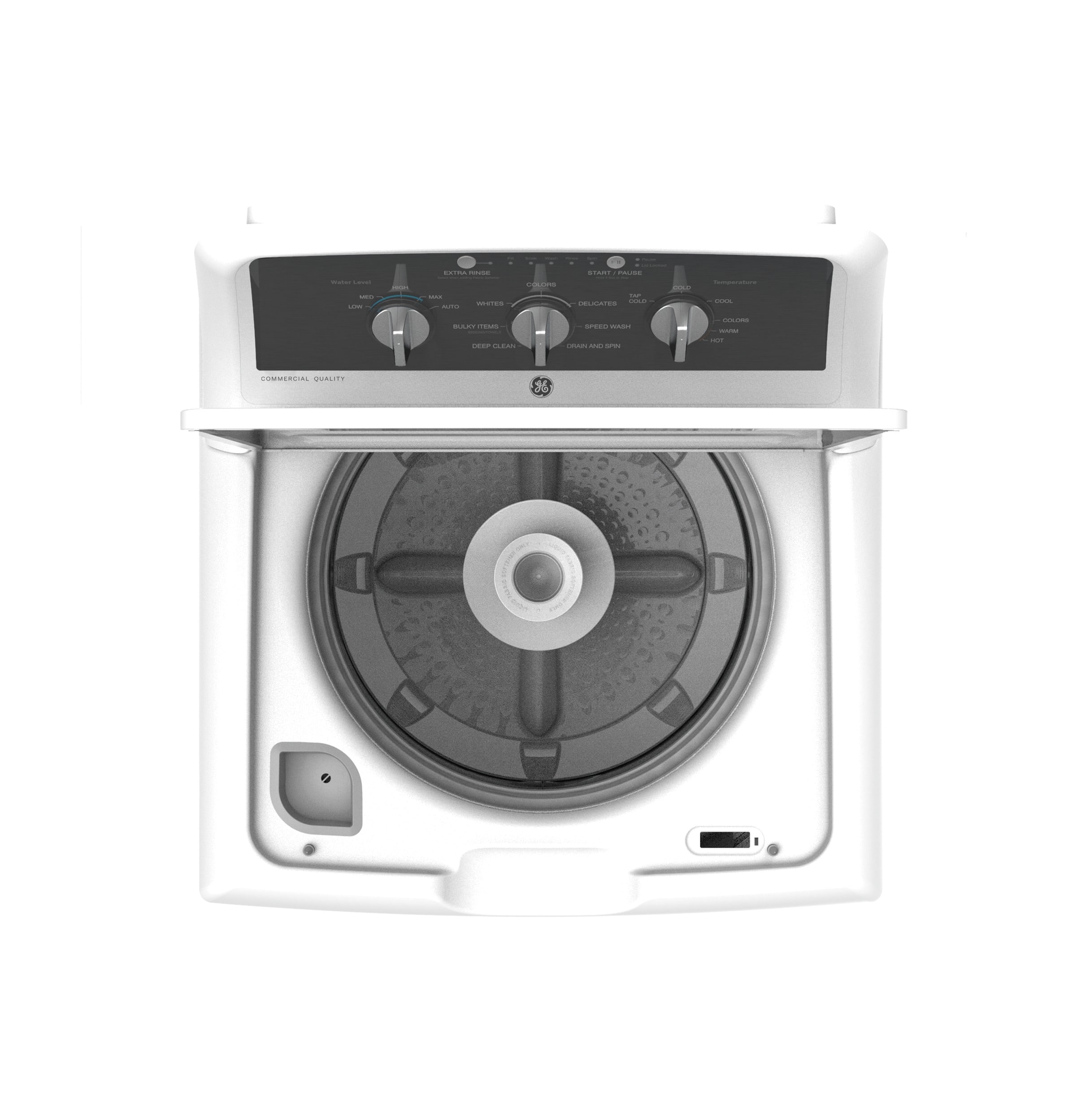 GE GE - 4.3 Cu. Ft. High-Efficiency Top Load Washer with 5 Year Limited Parts and Labor Warranty - White with Black Stainless Steel 20