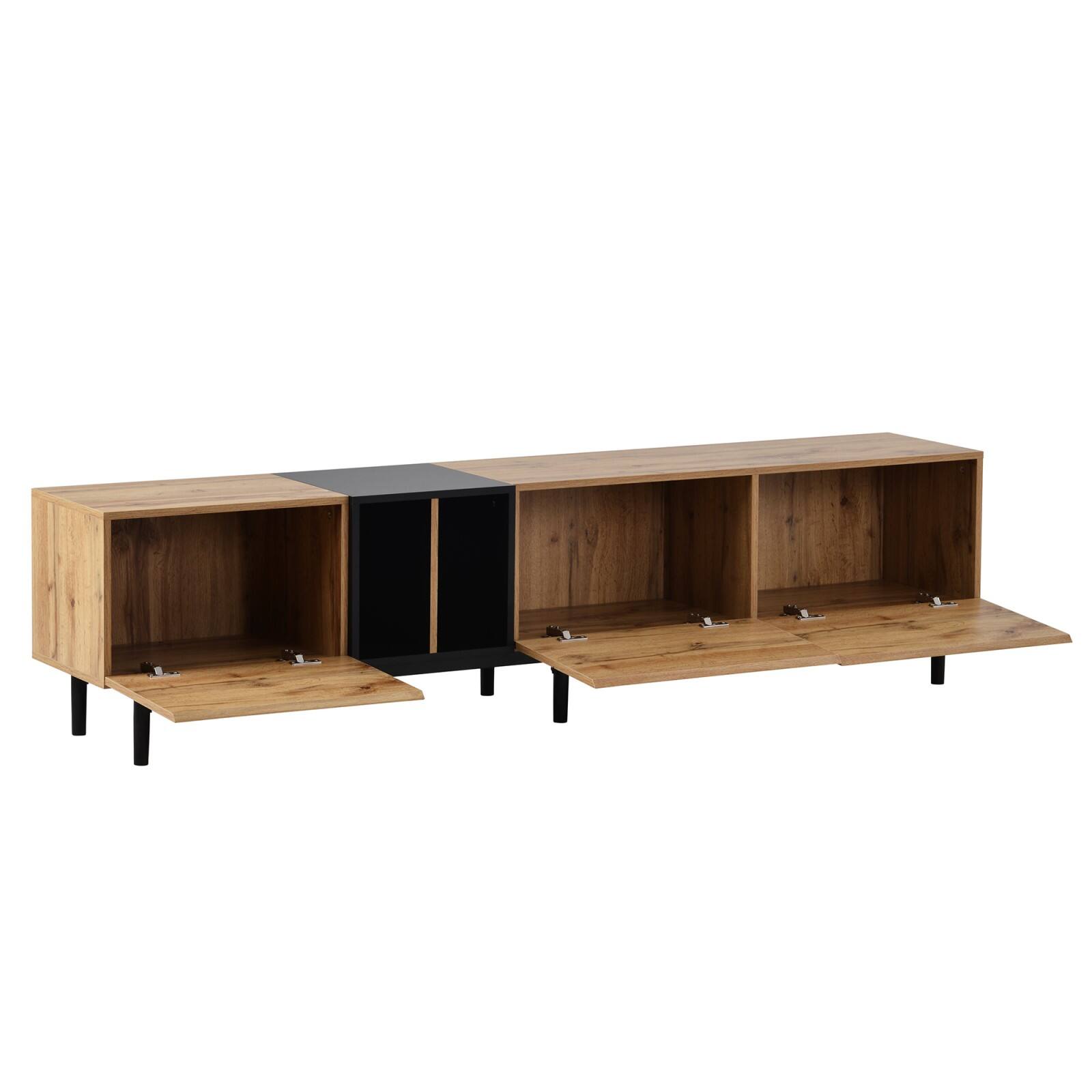 Alt View 9. Ecooso - Modern TV Stand for 80'' TV with 3 Doors, Media Console Table, Entertainment Center with Large Storage - Natural Wood.
