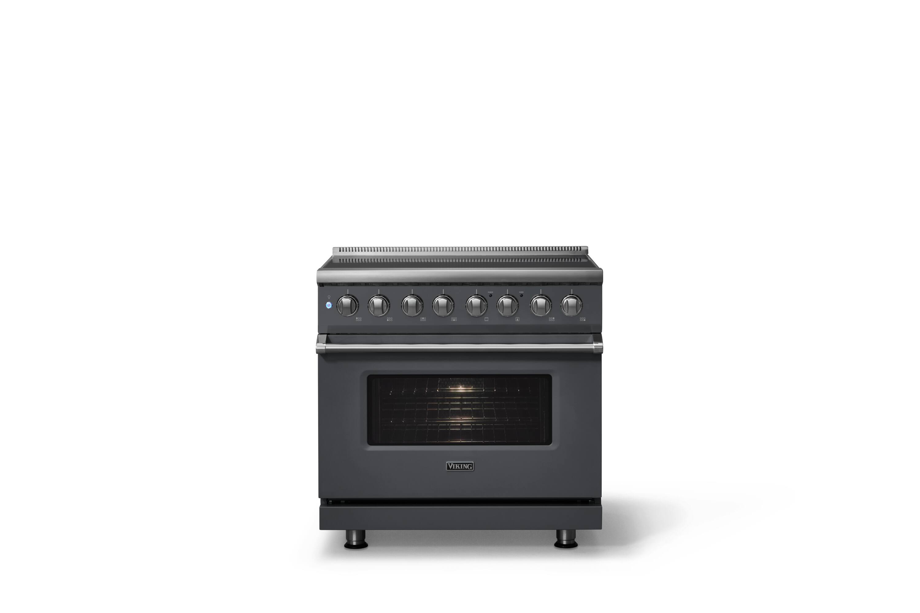 Alt View 1. Viking - 36 in. Wide 6 Elements Pro 5 Series 5.6 Cu. Ft. Freestanding Induction Convection Range - Cast Black - Cast Black.