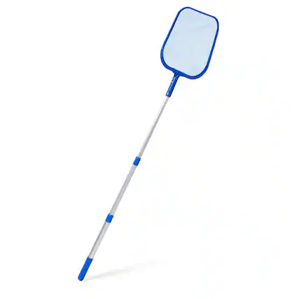 Front. Swimline - Swimline Pool & Spa Leaf Skimmer Net w/ 48" Adjustable Aluminum Telescopic Pole - Blue.