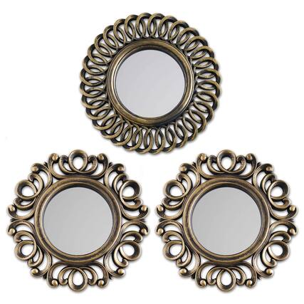 Front. Dapper Styles - Wall Mirrors Round For Home Decor Bedroom & Room Espejos Decorativos De Pared Sala Dormitorio Circle Minima... - Gold Vintage.
