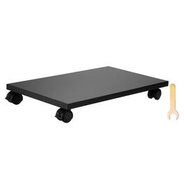 Unique Bargains - 9x16in PC Stand, Computer Tower Stand Wood CPU Holder Under Desk Mobile Cart 4 Caster Wheel for Floor Carpet - Black