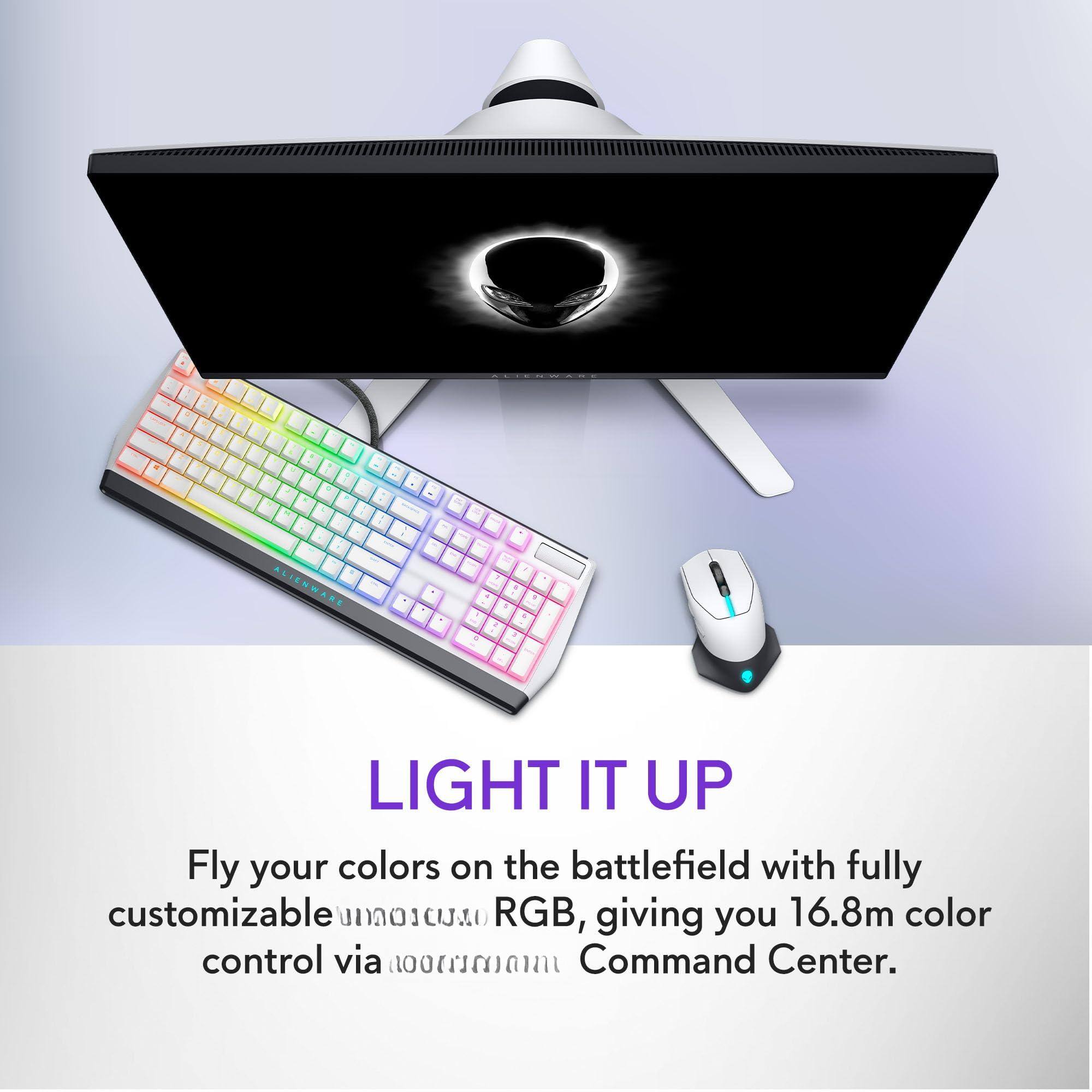 Sure, here is the corrected and grouped text:

---

**LIGHT IT UP**

Fly your colors on the battlefield with fully customizable RGB, giving you 16.8m color control via Command Center.

---