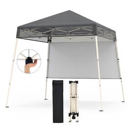 Gymax - 7 x 7 FT Pop-Up Canopy TentOutdoor Sun Shelter w/ 1 Push Center Lock Picnic - Gray