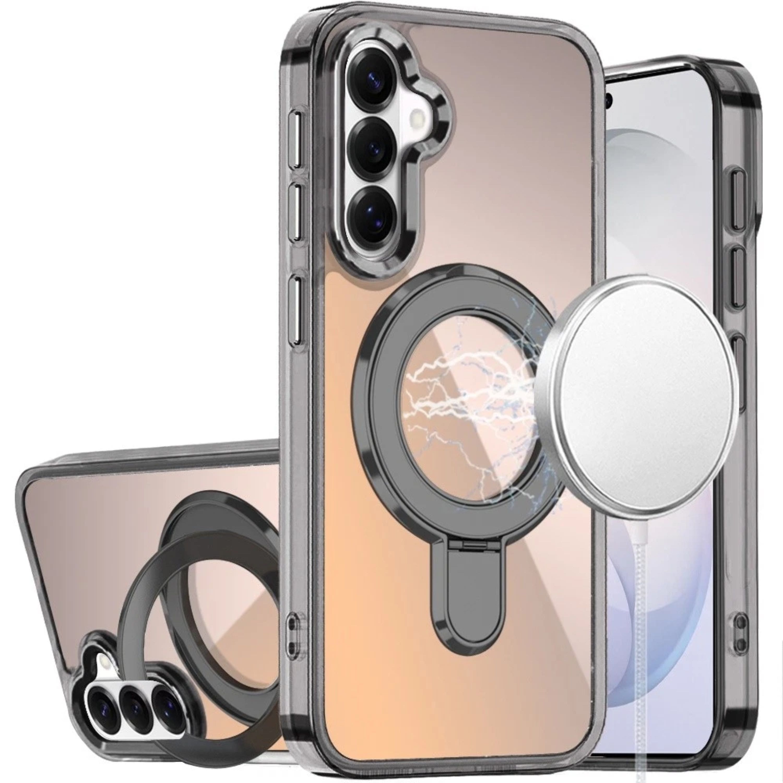 Kitcheniva - Radiant Chrome Magnetic Circle Stand Plus Tempered Glass For Samsung S26 FE - Black price history on PriceWatchPro