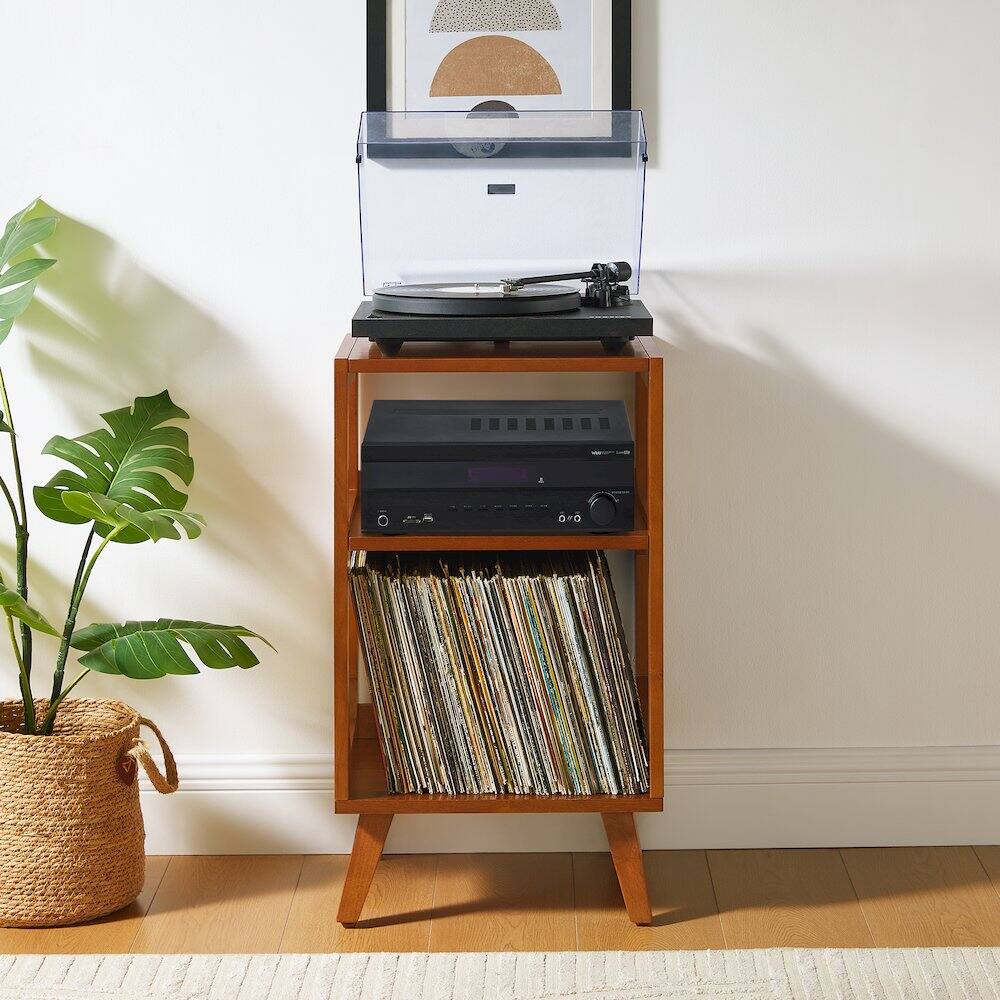 Alt View 9. Crosley Furniture - Asheville Small Record Player Stand With Vinyl Storage - Walnut.