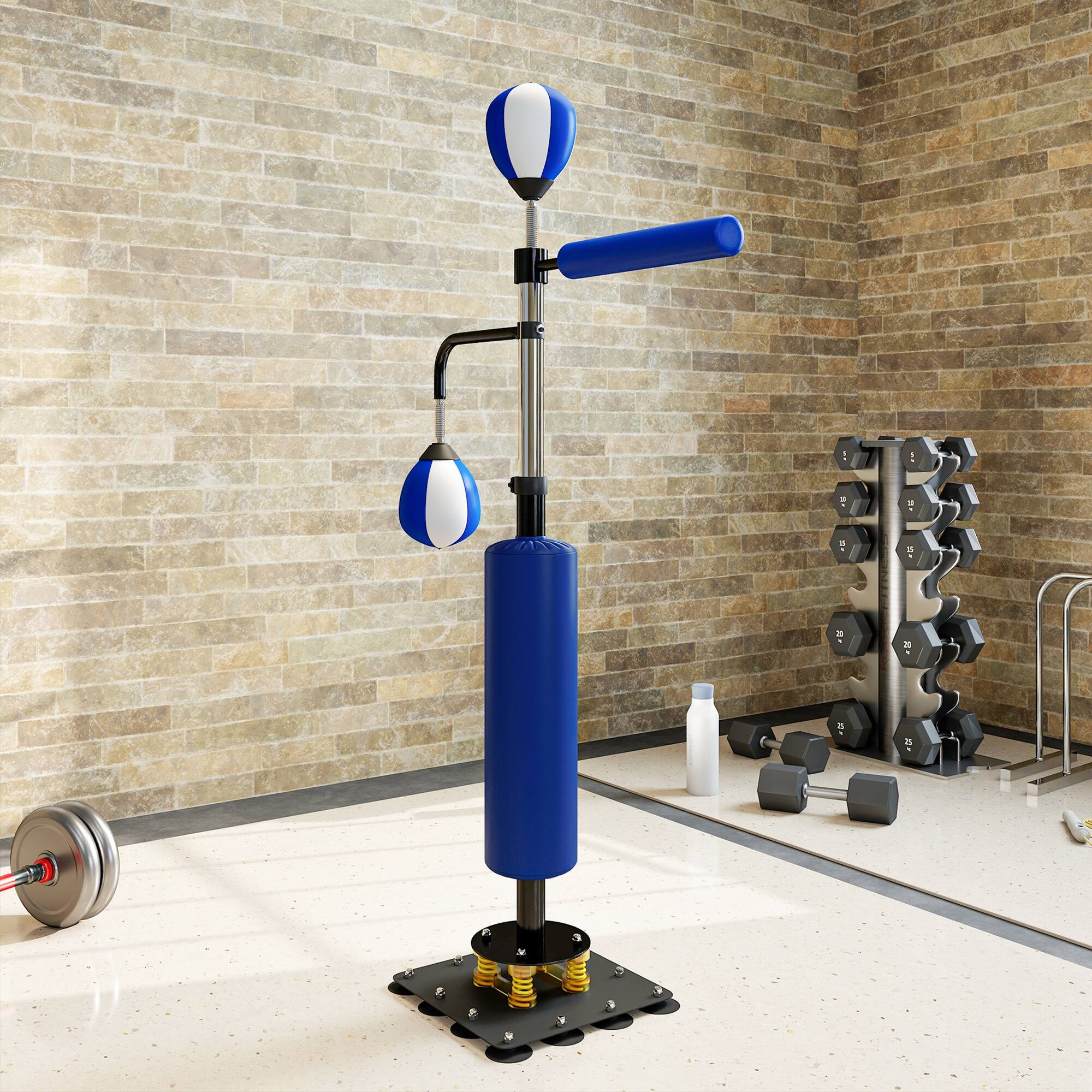 Alt View 8. Soozier - Boxing Bag Stand with Speed Bag and Reaction Bar Challenge, 55.1"-80.7" Reflex Bag Boxing Training Equipment - Blue.