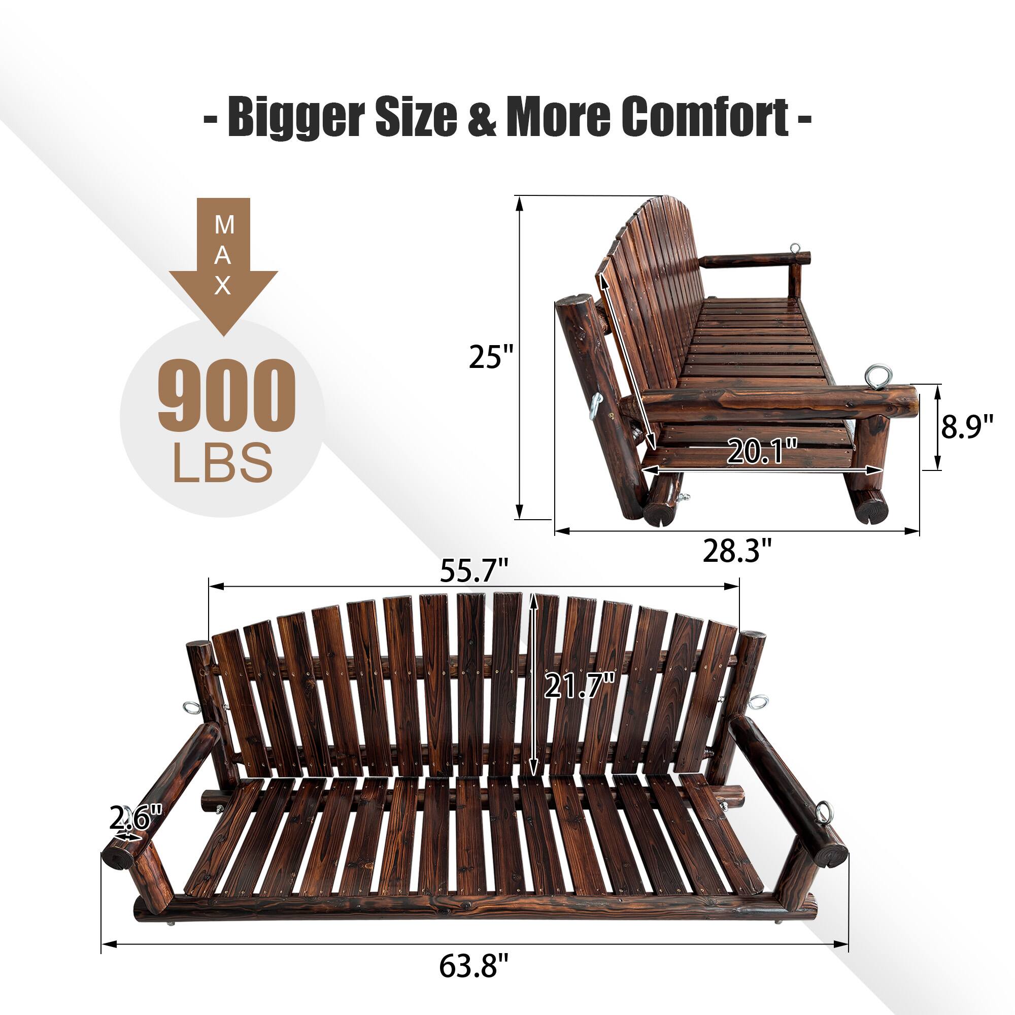 - Bigger Size & More Comfort -
MAX 900 LBS

25" 20.1" 8.9" 55.7" 28.3" 21.7" 2.6" 63.8"