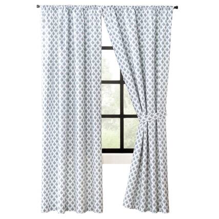 Front. Ellis Curtain - Ellis Curtain Manchester 3" Rod Pocket 100% Cotton Machine Wash and Dry Curtain Pairs 100" x 84" Blue - Blue.